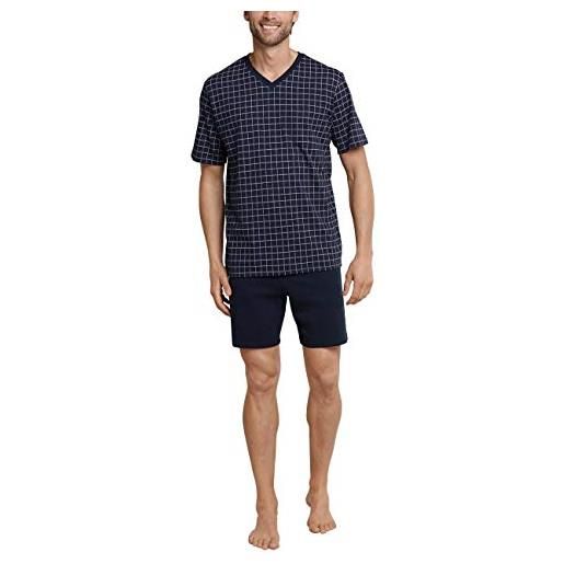 Schiesser pigiama corto con scollo a v - nightwear set due pezzi, blu (dunkelblau 803), 64 uomo
