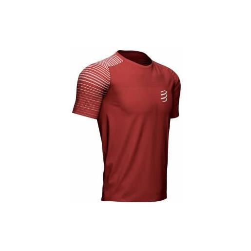 Compressport performance ss tshirt m maglietta a maniche corte, black/red (nero, rosso), xl uomo