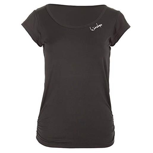 Winshape maglia corta funzionale da donna super leichtes aet106, slim style fitness yoga pilates, canotta, nero, xl