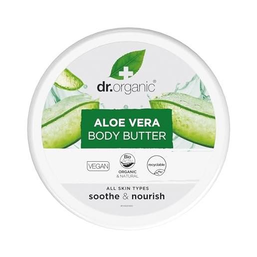Dr organic aloe vera body butter, soothing, moisturising, all skin types, natural, vegan, cruelty-free, paraben & sls-free, organic, 200ml