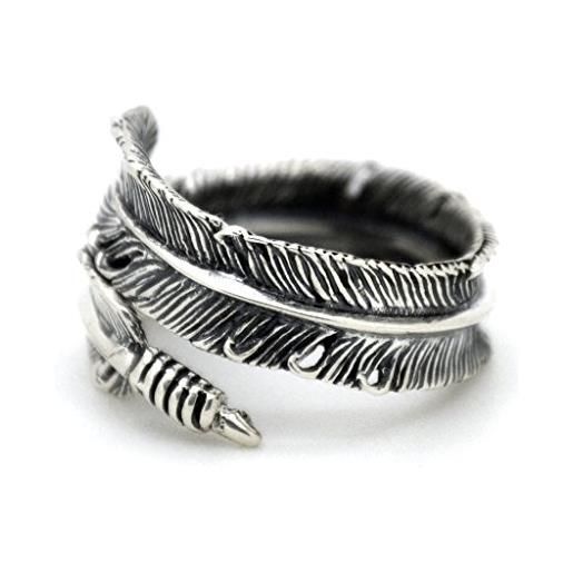 Serebra Jewelry piuma anello in argento 925 regolabile design unico donna uomo unisex by