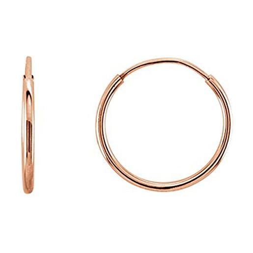 JewelryAffairs orecchini d'oro a cerchio, 14 k, rotondi, da 10 mm, oro rosa, colore: pink