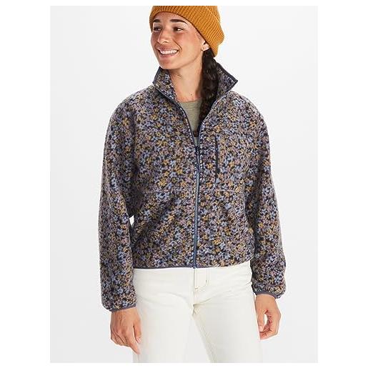 Marmot wm's aros printed fleece jacket warm fleece jacket donna, limelight winter flower, xl