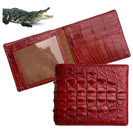 HATA portafoglio in coccodrillo rosso fatto a mano con carta di credito premium portafoglio id blocco rfid realizzato dall'artigiano vietnamita vinam-102