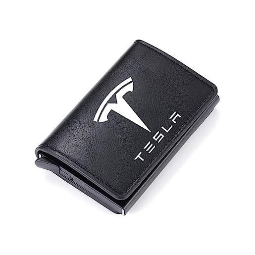 DecTer porta carte di credito in fibra di carbonio tasca da uomo portafogli borsa per soldi per tesla model 3 model x model s model y style, a