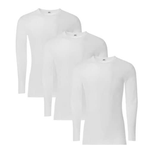 SNELLY maglia o maglietta intima uomo (pacco da 3-6-9 bianca) 100% caldo cotone girocollo manica lunga 7008, intimo e non solo, comodo, di qualità, di marca, protegge dal freddo, resiste ai lavaggi