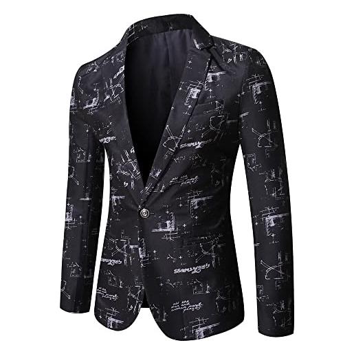 BOLENN abito giacca uomo urbano personalità tendenze arcobaleno blazer uomo basic slim fit con tasche completo uomo primavera autunno casual maniche lunghe abito uomo zc-black 3xl