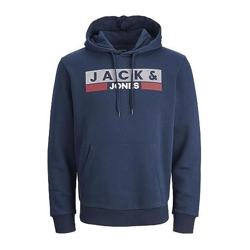 JACK & JONES jack&jones plus jjecorp logo sweat hood noos pls maglia di tuta, navy blazer/stampa: play 4, 3xl uomo