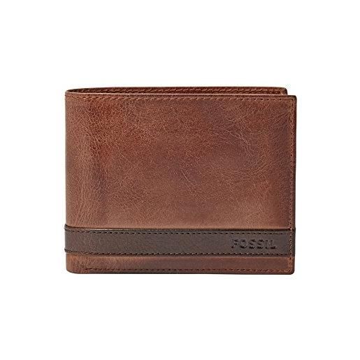 Fossil portafoglio da uomo quinn, 100% pelle bifold marrone 11,4 cm l x 2,5 cm l x 9,5 cm h ml3653200