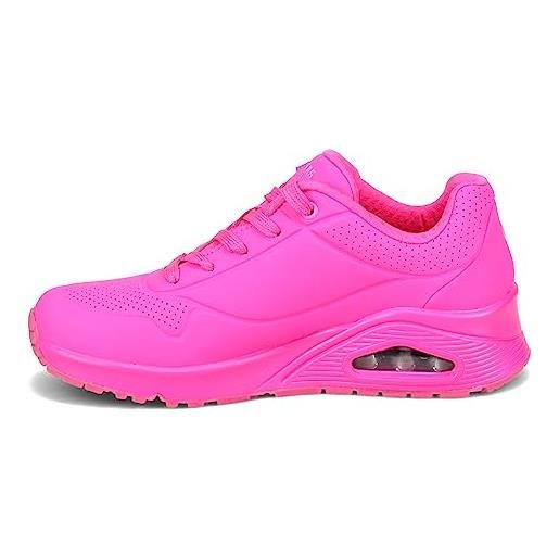 Skechers uno- tonalità notturne, scarpe da ginnastica donna, rosa acceso, 37.5 eu larga