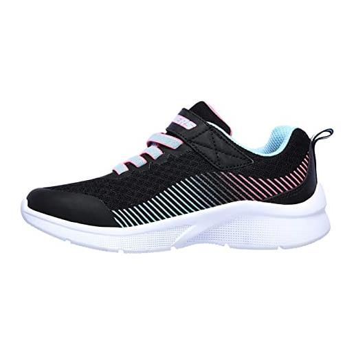 Skechers microspec sneaker, scarpe da ginnastica bambine e ragazze, black mesh aqua neon pink trim, 35.5 eu