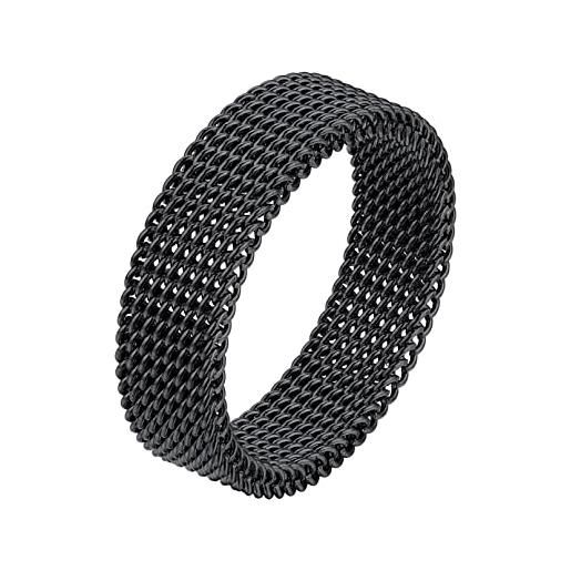 Bandmax anello uomo intrecciato, 25 misura rete anello uomo acciaio inossidabile, anello nero uomo a rete, 5.8 mm larghezza mesh ring uomo gioielli, idee regalo per lui