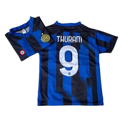 CALCIOGADGETS maglia thuram inter ufficiale 2023-24 bambino uomo adulto replica autorizzata home marcus 9 (xl)