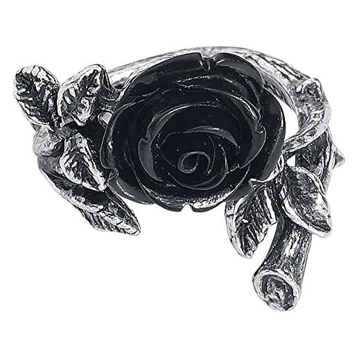Alchemy Gothic wild black rose ring donna anello colore argento s-m peltro