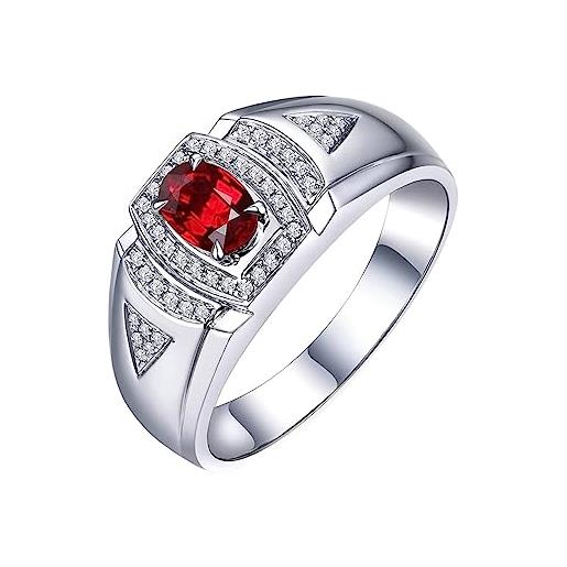 Whoiy anello oro bianco, anello nuziale 18k 0,5ct pigeon blood red lab creato rubino di forma ovale con diamante bianco regalo anello di moda taglia 22