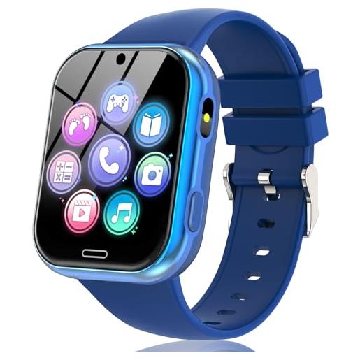 EOWFOX smartwatch per bambini, orologio telefono intelligente per ragazza e ragazzo touchscreen con giochi, contapassi, musica, fotocamera, sos, sveglia, regalo smartwatch per bambino 4-12 anni