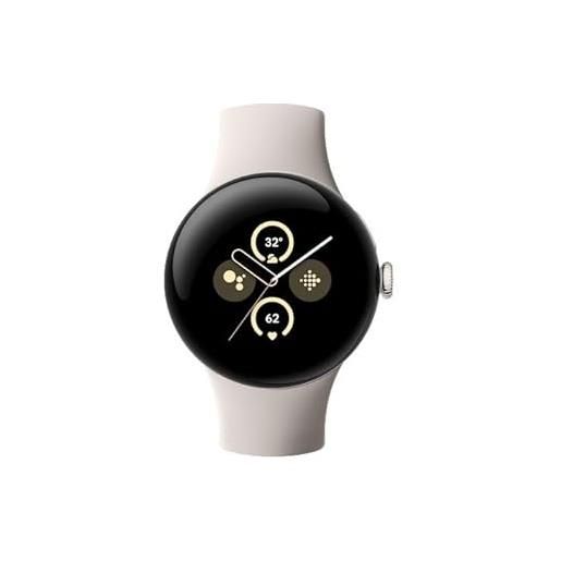 Google pixel watch 2 - il meglio di e fitbit - misurazione della frequenza cardiaca, gestione dello stress, funzioni di sicurezza - android - cassa in alluminio in argento lucido - cinturino sportivo in