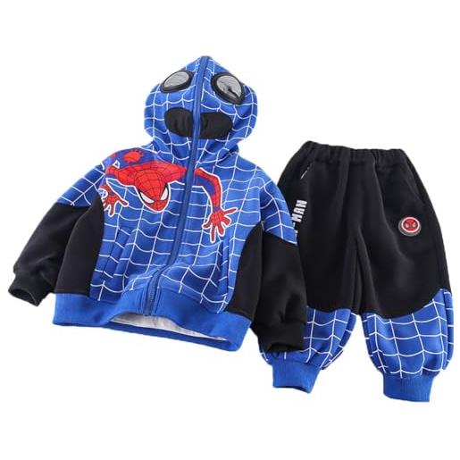 Taenzoess completino spiderman bambini set di abbigliamento ragazze felpa con cappuccio camicie e pantaloni pullover maniche lunghe tute (6-7 anni, c red)