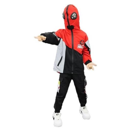 Taenzoess completino spiderman bambini set di abbigliamento ragazze felpa con cappuccio camicie e pantaloni pullover maniche lunghe tute (12-24 mesi, b red)