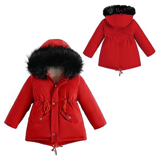 SEAUR ragazze cappotto parka giacca media lunga giacca spessa con cappuccio pelliccia caldo piumino invernale abbigliamento sci nero 2 150 11-12 anni