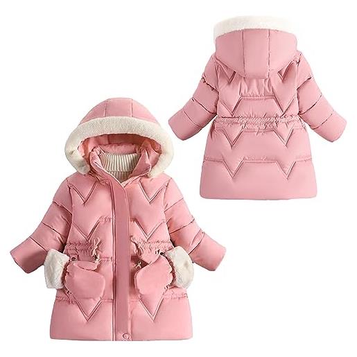 SEAUR ragazze cappotto parka giacca media lunga giacca spessa con cappuccio pelliccia caldo piumino invernale abbigliamento sci nero 2 130 8-9 anni