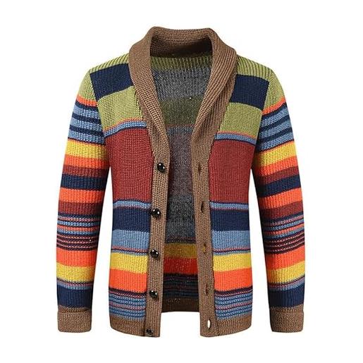 ENENEN autunno/inverno uomo risvolti color-block maglia cardigan elegante giacca maglione casual di spessore