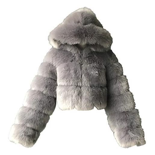 TDEOK cappotto invernale da donna, elegante, caldo, giacca invernale nera, corta, giacca in pelliccia sintetica, giacca corta in pelliccia sintetica, aaa-nero. , m