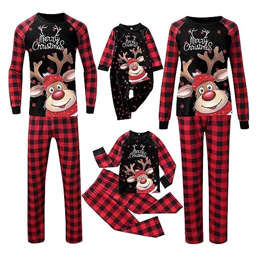 LDZYXY pigiama di natale famiglia christmas pyjama completo papa figlio costume mamma e figlia uguale neonata pigiami due pezzi manica lunga tuta da casa (papà, black 05, m)
