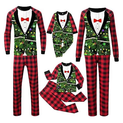 LDZYXY pigiama di natale famiglia christmas pyjama completo papa figlio costume mamma e figlia uguale neonata pigiami due pezzi manica lunga tuta da casa (mamma, black 04, s)
