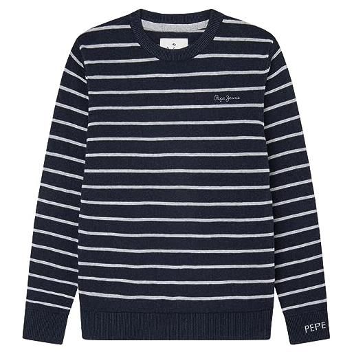 Pepe Jeans tottenham stripes, maglione bambini e ragazzi, blu (dulwich), 10 anni