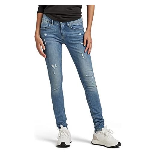 G-STAR RAW women's lynn d-mid waist super skinny jeans, blu (medium aged d06333-9136-071), 23w / 34l