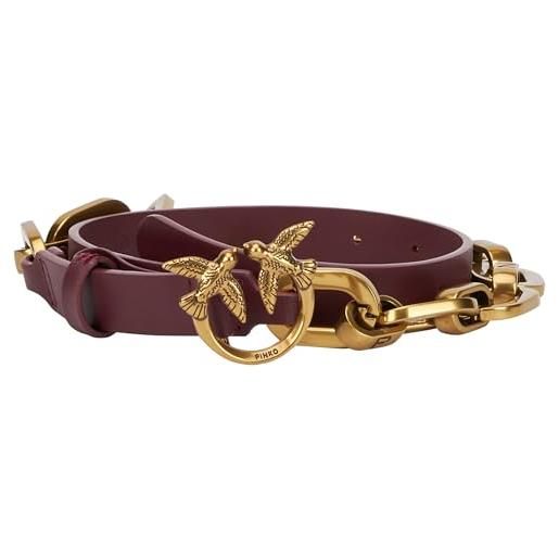Pinko love day macro chain h2 belt v cintura, r41q_rosso granato-antique gold, s donna