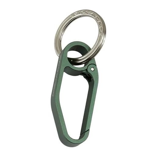 Piquadro blue square key chain with big carabiner hook verde, verde, taglia unica