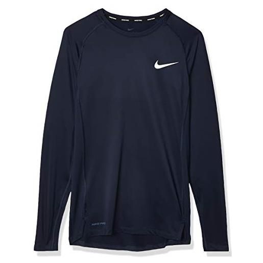 Nike m np top ls tight maglietta a maniche lunghe uomo, blu (obsidian/white), xl-t