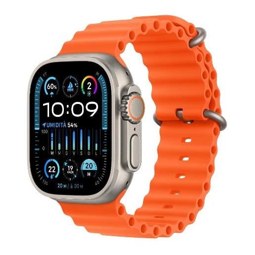 Apple smartwatch Apple watch ultra 2 gps + cellular 49mm cassa in titanio con cinturino ocean arancione [mreh3ty/a]