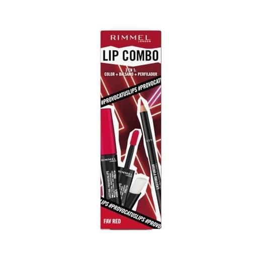 Rimmel London, lasting finish, lip combo fav red, lasting provocalips kiss the town red, 500 & lasting finish lip liner red dynamite, 505, passo 1, 1,2 g, passo 2, 2,3 ml, passo 3, 1,6 g
