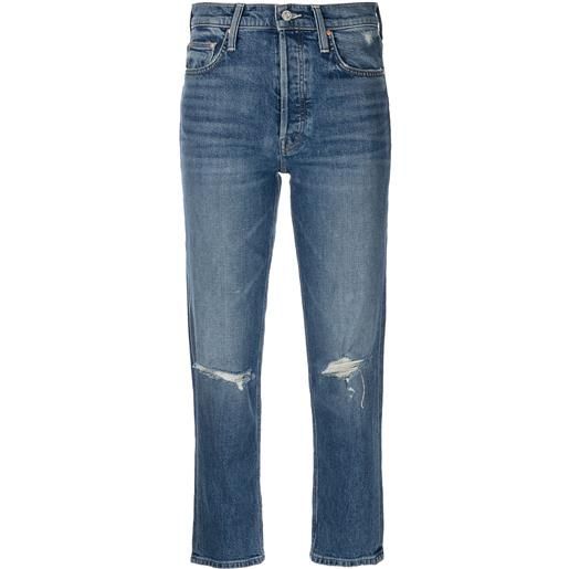 MOTHER jeans crop a vita alta - blu