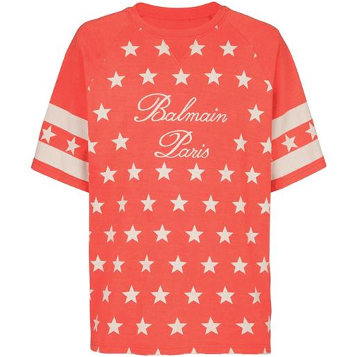 Balmain t-shirt signature stars - rosso