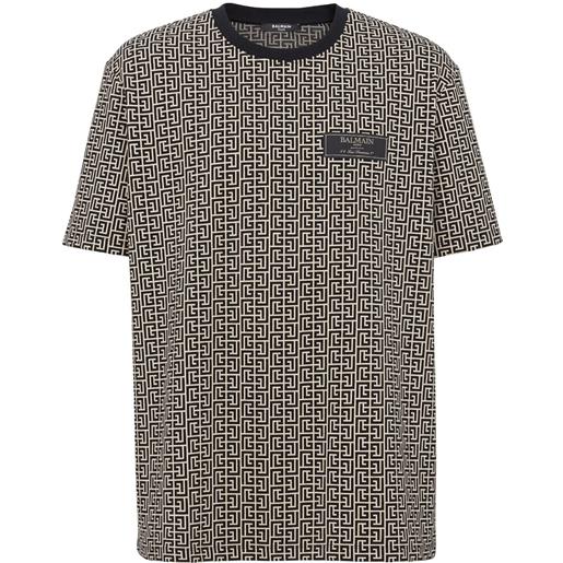 Balmain t-shirt con monogramma jacquard - nero