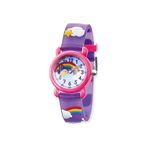 Herzengel orologio analogico al quarzo unisex bambini con cinturino in plastica hewa-rainbow