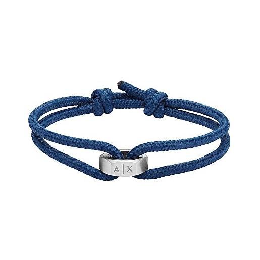Armani exchange bracciale da uomo, lunghezza: 310mm, larghezza: 15mm bracciale in corda blu, axg0091040