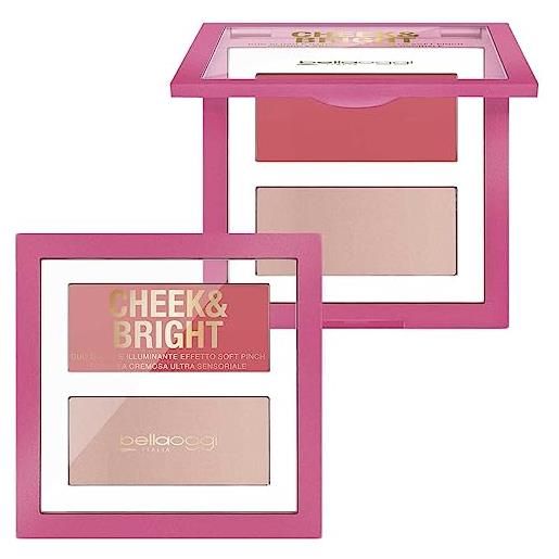 BELLAOGGI palette blush e illuminante in crema cheek & bright, pink shy