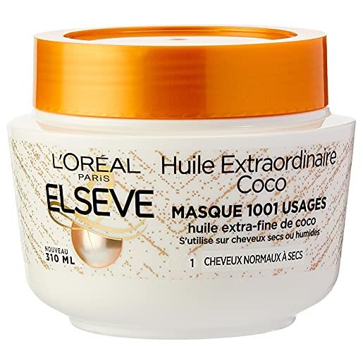 L'Oréal Paris elseve olio straordinario coco maschera all'olio extra-fine di coco nutrizione alta leggerezza per capelli normali a secchi 1 unità