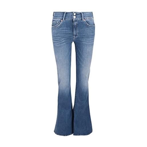 Replay newluz flare jeans, blu (medio 009), 2832 donna