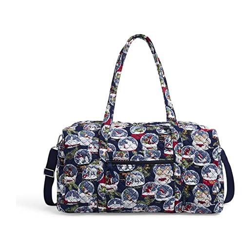 Vera Bradley women's cotton large travel duffel bag, snow globes - recycled cotton, one size, cotton large travel duffel bag