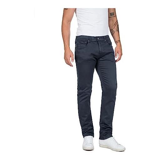 Replay grover straight-fit hyperflex color x-lite jeans da uomo con elasticità, beige (sand 020), 30w / 30l