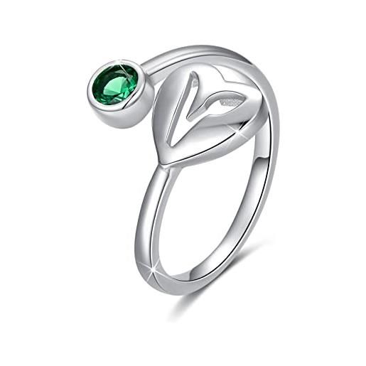 YEESIA anelli vegani in argento sterling 925, simbolo verde, anelli aperti per donne vegetariane, regali vegani, misura anello regolabile 8, argento sterling, zirconia cubica