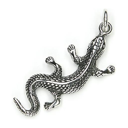 NKlaus ciondolo geco lucertola 4,2cm argento 925 salamandra celtica 3991