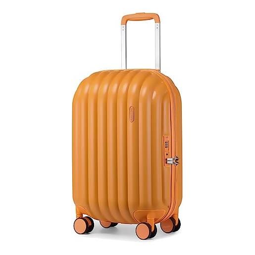 Sea choice valigia da cabina in abs con 8 ruote girevoli, trolley per viaggio, bagaglio rigido resistente con cerniera ykk e lucchetto tsa (36x24x55cm) (arancione)