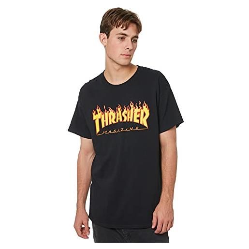 Thrasher flame, camiseta hombre, negro, xl